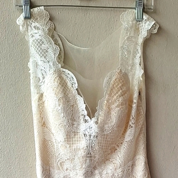 Watters Brides Beige Strap Sleeveless Women's Wedding Dress Size 10 - Picture 4 of 12